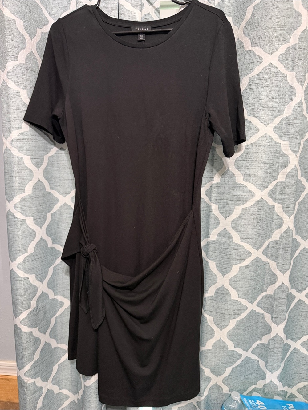 Tribal Black Short-Sleeve Side Knot Dress